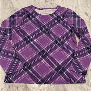 Talbots Purple Plaid Long Sleeve Stretchy Tee
Size: Large (P)